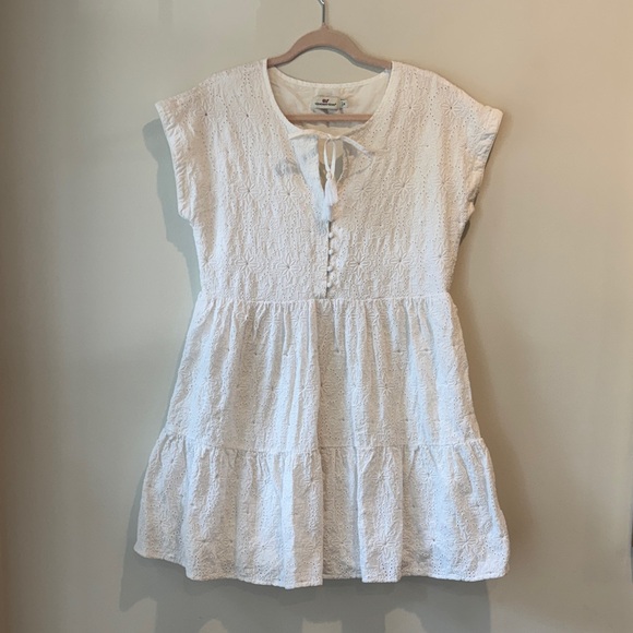 Vineyard Vines Island Eyelet White Short Sleeve Dress - Picture 3 of 10